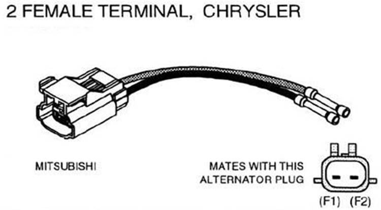 chrysler mitsubishi laturi 2 johdin 2 pin ky vedenpitävä autoliitin 4